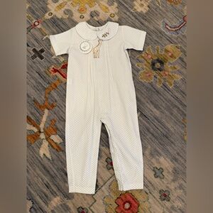 Dondolo Riley Blue White Longall Outfit Giraffe Boys Peter Pan Collar size 2 NWT